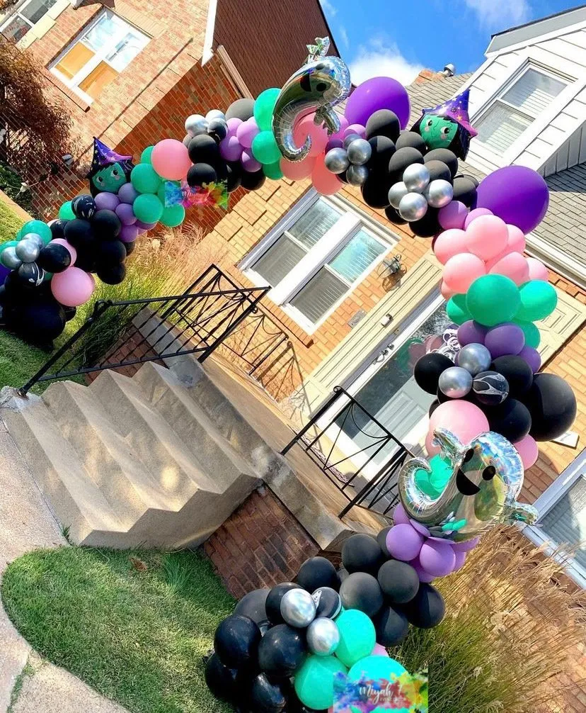 halloween themed outdoor custom organic balloon arch
