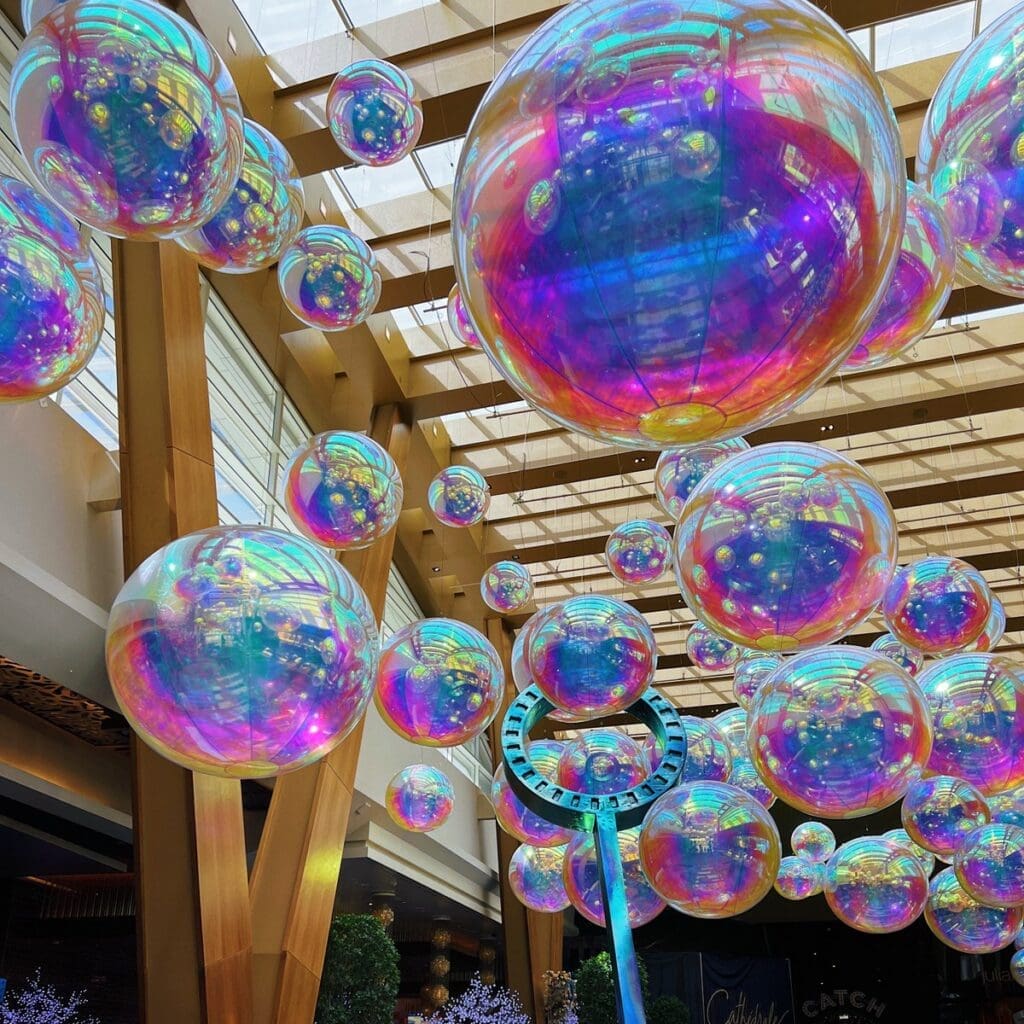 indoor balloon bubble installation