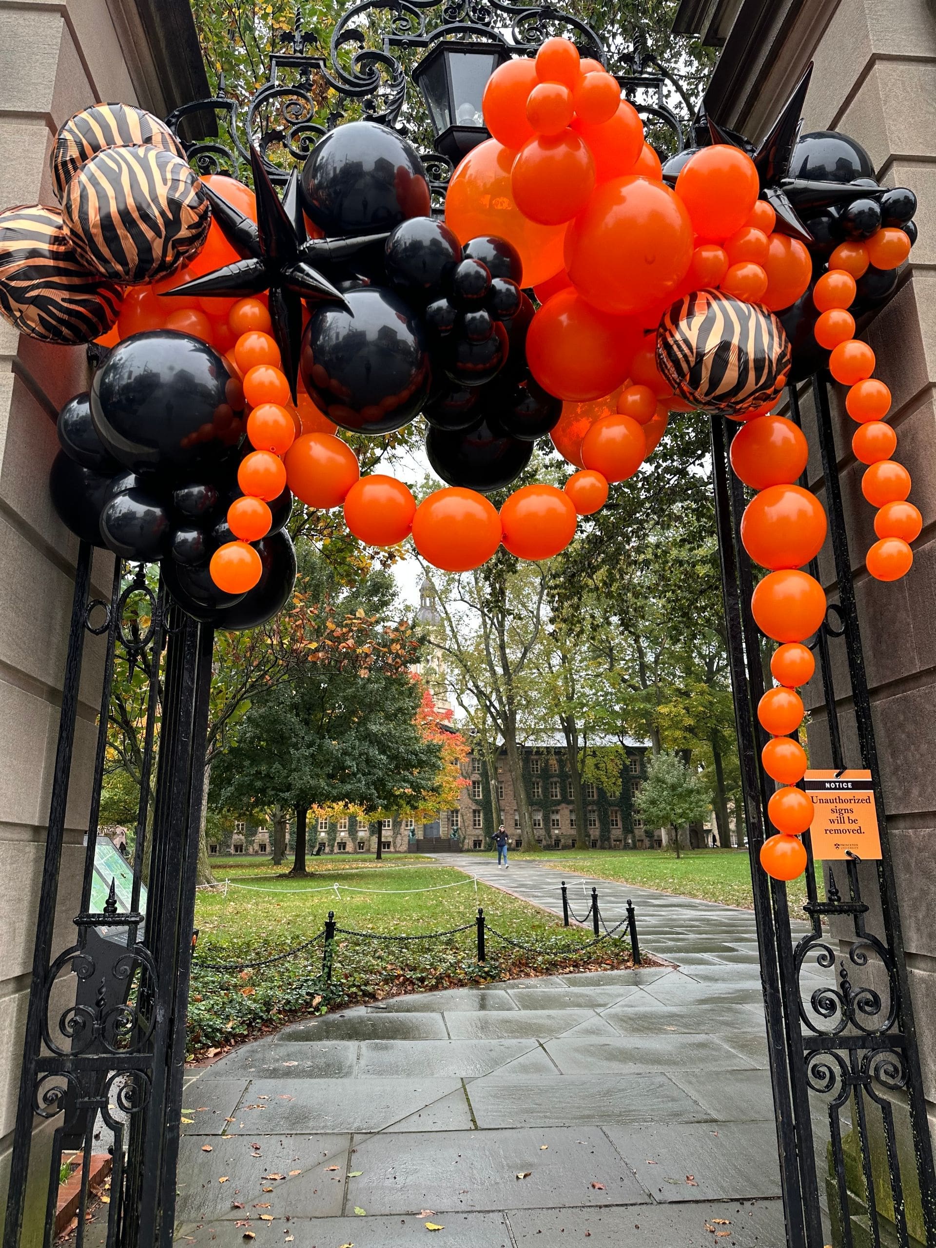 custom organic halloween garland outside on entrance gate