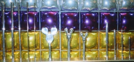 Pioneer Balloon Company display of balloon molds for Qualatex airships, twisting balloons, and novelty balloons.